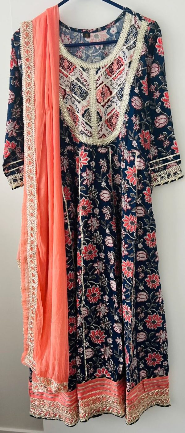 RFSS1821 - Cotton Floral Printed Sleeveless Full Set With Dupatta (Blue) main image 0